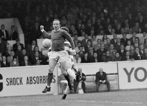 Manchester United defender Nobby Stiles controls the ball during the during the league