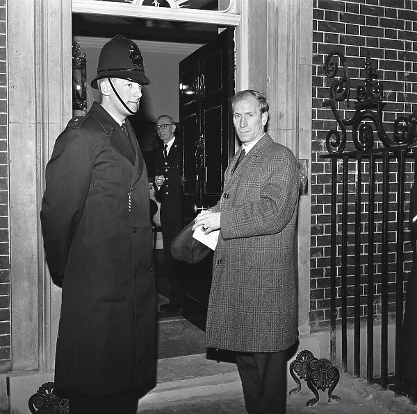 Manchester United and England footballer Bobby Charlton arrives at Number 10 Downing