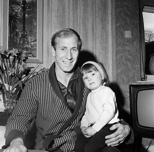 Manchester United and England footballer Bobby Charlton at home in Sidmouth Avenue