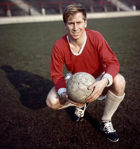 Manchester United footballer Bobby Charlton in his club strip, aged about 24