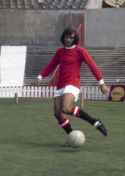 Manchester United footballer George Best at a training session for his club April