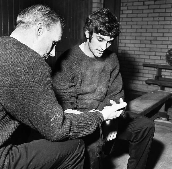Manchester United footballer George Best during a training session. February 1968