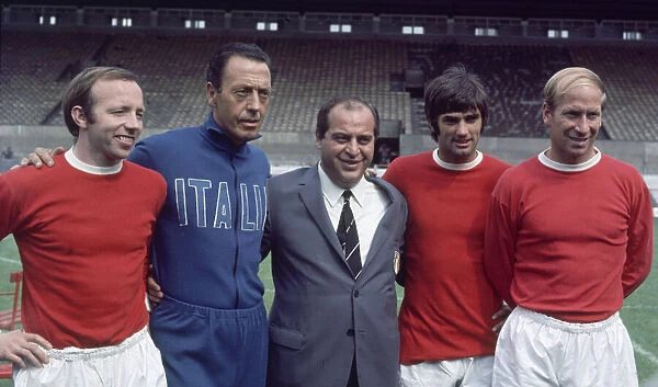 Manchester United footballers left to right: Nobby Stiles