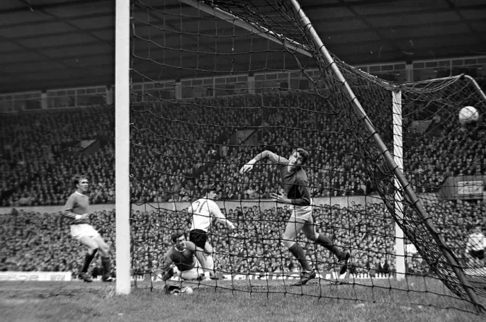 Framed Print : Manchester United goalkeeper Alex Stepney fails to stop a Sunderland goal during their Framed Print : Manchester United goalkeeper Alex Stepney fails to stop a Sunderland goal during their