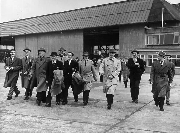 Manchester United leave Ringway Airport, Manchester for their European Cup Semi Final