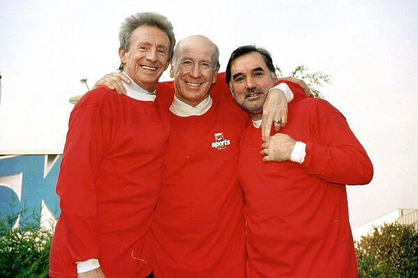 Former Manchester United legendary trio Denis Law, Bobby Charlton