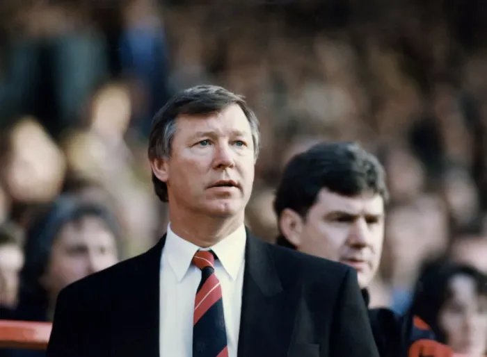 Framed Print : Manchester United manager Alex Ferguson with assistant Brian Kidd watching the action Framed Print : Manchester United manager Alex Ferguson with assistant Brian Kidd watching the action