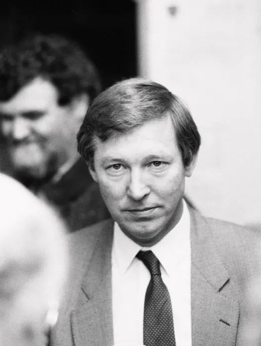 Framed Print : Manchester United manager Alex Ferguson at the after match press conference following his Framed Print : Manchester United manager Alex Ferguson at the after match press conference following his