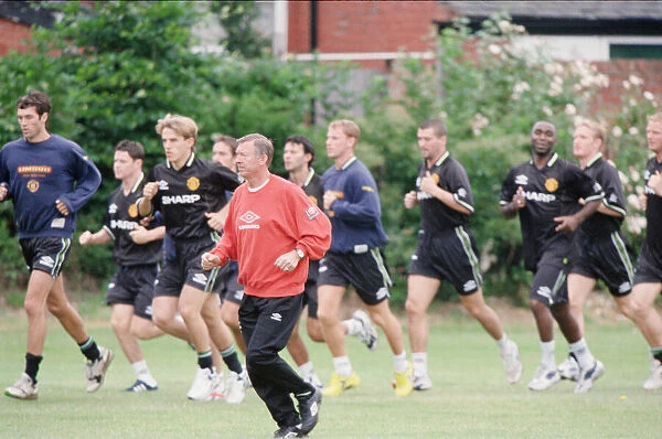 Manchester United in pre season training at the Cliff. Manager Alex Ferguson