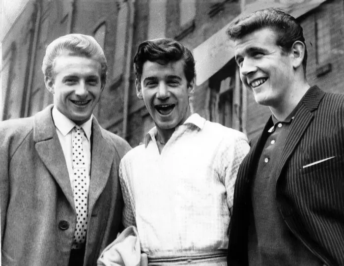 Framed Print : manchester United striker Denis Law with footballing brothers Gerry Baker Framed Print : manchester United striker Denis Law with footballing brothers Gerry Baker