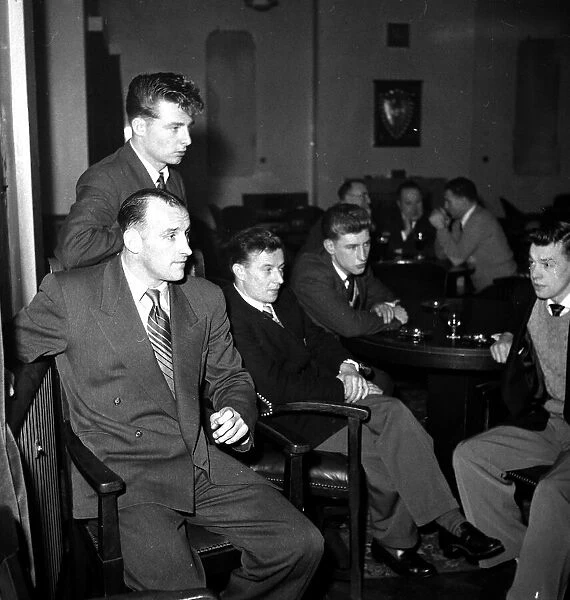 Manchester United team relaxing before a match Allenby Chilton