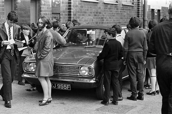Manchester United training at Old Trafford. Brian Kidd and fans. 23rd April 1968