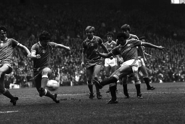Manchester United v. Birmingham. April 1984 MF15-04-083 The final score was a one