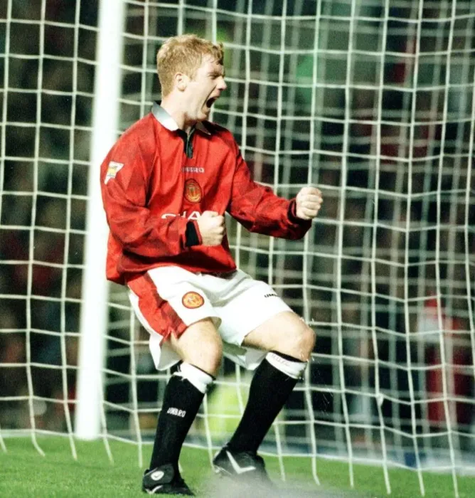 Framed Print : Manchester United v Chelsea Football September 1997 Paul Scholes Manchester United