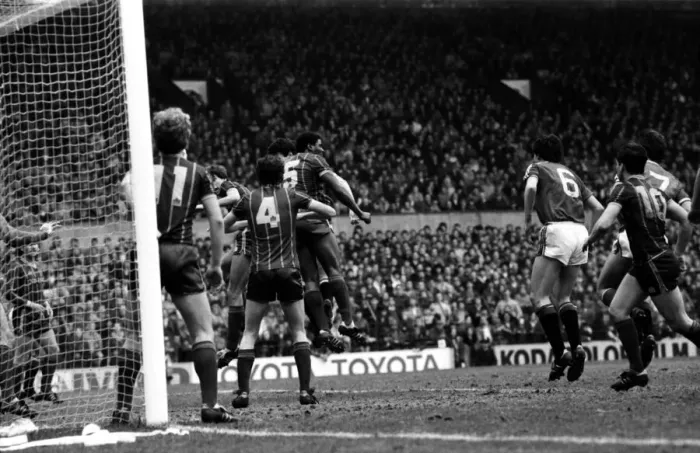 Framed Print : Manchester United v. Leicester City. March 1984 MF14-20-059 The final score was a Framed Print : Manchester United v. Leicester City. March 1984 MF14-20-059 The final score was a