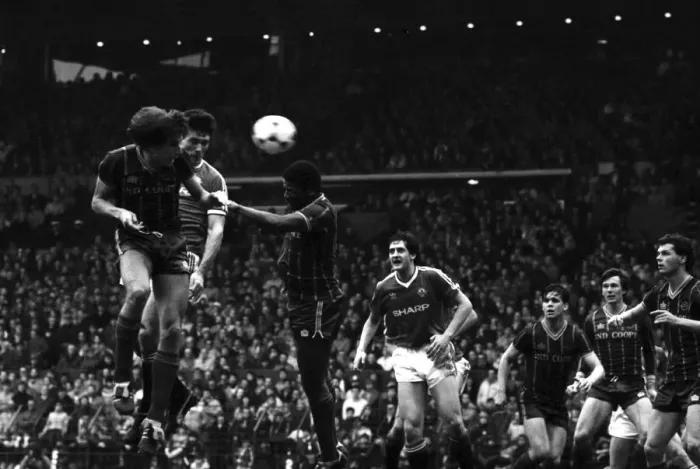 Framed Print : Manchester United v. Leicester City. March 1984 MF14-20-071 The final score was a Framed Print : Manchester United v. Leicester City. March 1984 MF14-20-071 The final score was a