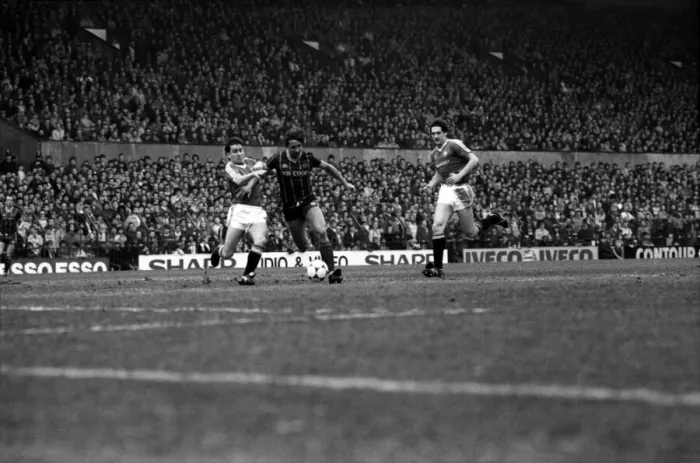 Framed Print : Manchester United v. Leicester City. March 1984 MF14-20-014 The final score was a Framed Print : Manchester United v. Leicester City. March 1984 MF14-20-014 The final score was a