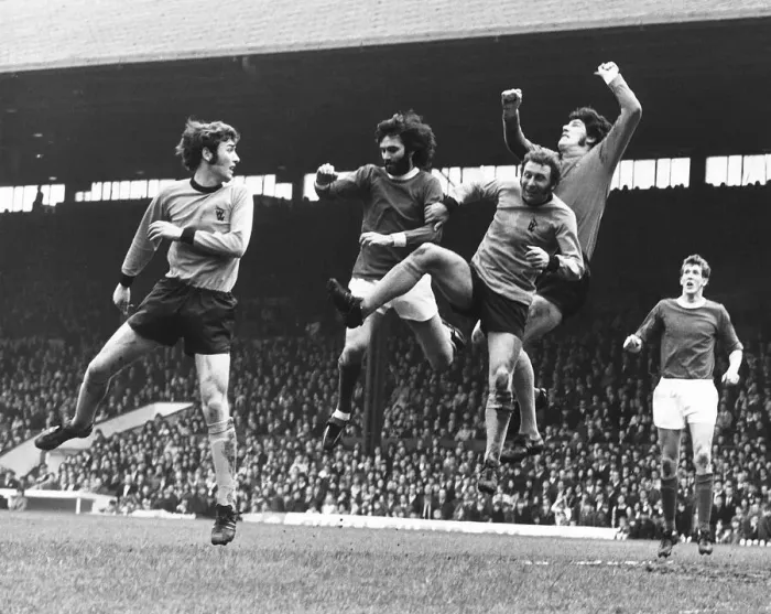 Framed Print : Manchester United V Wolves L-R McAlle George Best Baily Parks and Alan Gowling