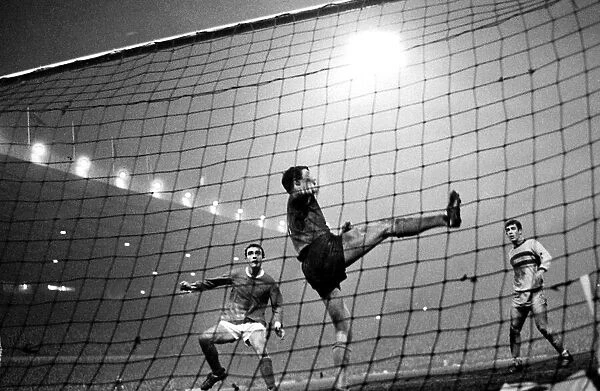 Manchester United versus West Ham. West Ham keeper clears his lines during the league