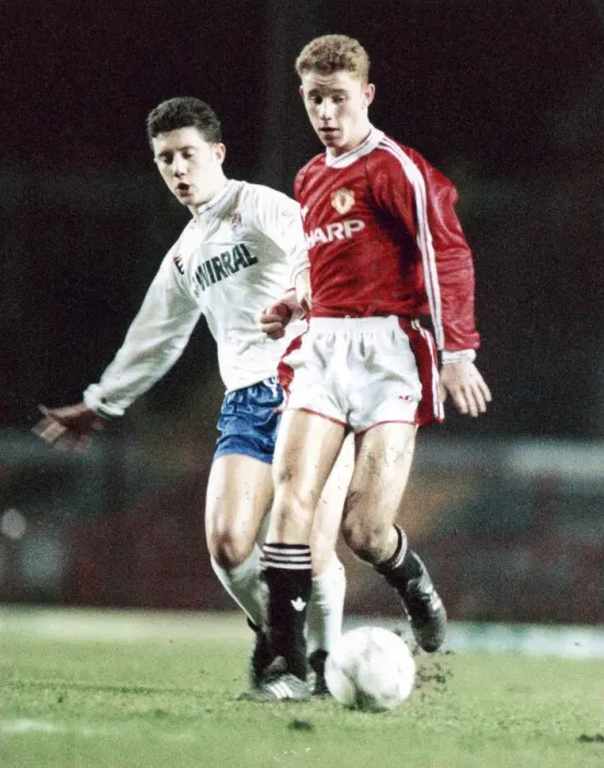 Framed Print : Manchester United youth team footballer Nicky Butt on the ball