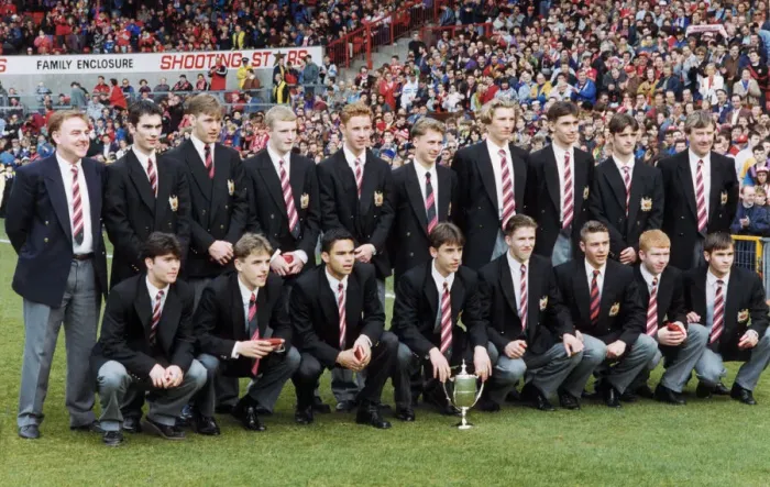 Framed Print : Manchester United youth team players take a bow before the senior team Framed Print : Manchester United youth team players take a bow before the senior team