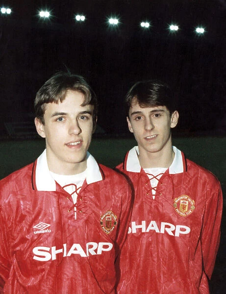 Manchester United youth team players Philip Neville (left