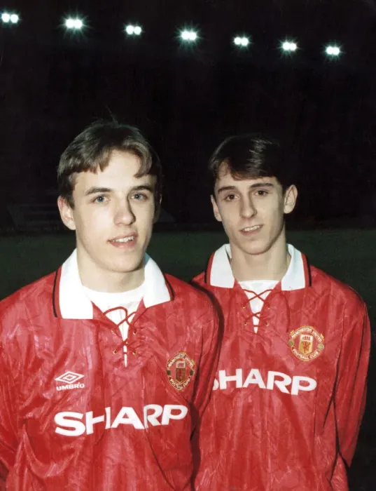 Framed Print : Manchester United youth team players Philip Neville (left Framed Print : Manchester United youth team players Philip Neville (left