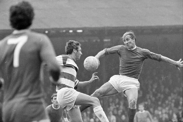 Manchester Uniteds Bobby Charlton in action during the league match against QPR