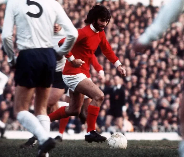 Framed Print : Manchester Uniteds George Best in action against Tottenham Hotspur November 1970 Framed Print : Manchester Uniteds George Best in action against Tottenham Hotspur November 1970