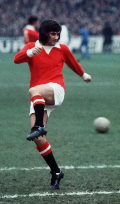 Framed Print : Manchester Uniteds George Best seen here controlling the ball against Leeds Framed Print : Manchester Uniteds George Best seen here controlling the ball against Leeds
