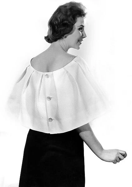 Mannequin modelling back to front blouse. April 1959 P006951