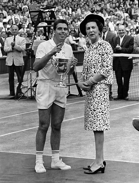 Manuel Santana points out his wife to Princess Marina. 1st July 1966 P011482