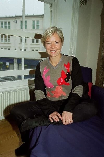 Mareilla Forstrup TV Presenter Sitting on sofa at home December 1998