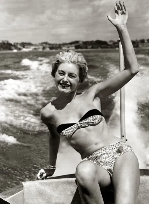 Framed Print : Margaret Loraine Daily Mirror Clothing Fashion Show 1959 Beach seaside bikini