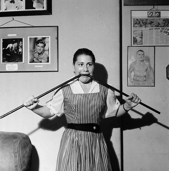 Margaret Maner, 17, a strong girl. 26th August 1955