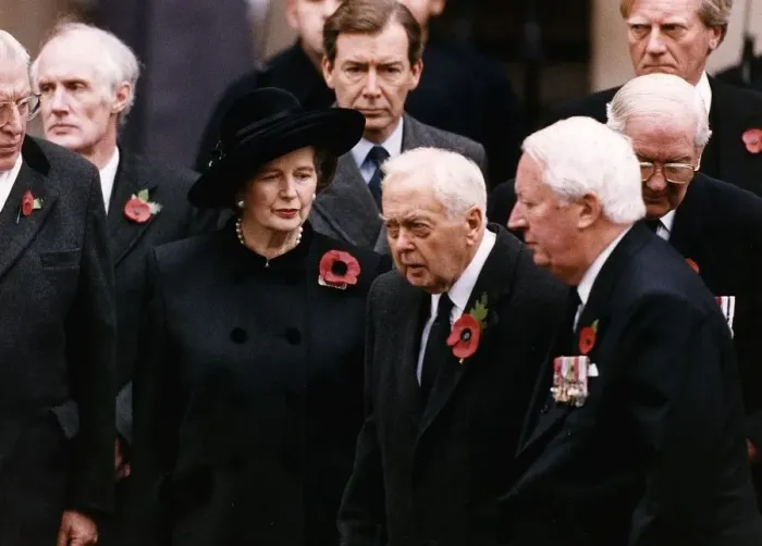 Framed Print : Margaret Thatcher with 3 other ex-premiers on Remembrance Sunday paying respects Framed Print : Margaret Thatcher with 3 other ex-premiers on Remembrance Sunday paying respects