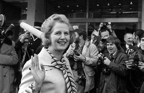 Margaret Thatcher acclaimed as Conservative leader Feb 1975 Margaret Thatcher waves