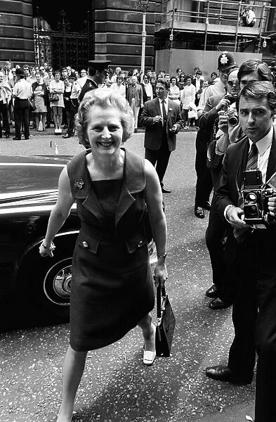 Margaret Thatcher arriving at Downing Street for the first time as minister of state for