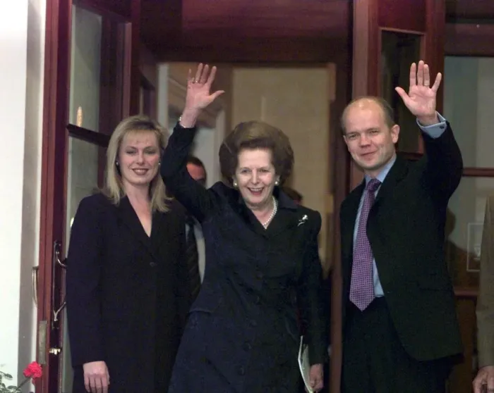 Framed Print : Margaret Thatcher former British Prime Minister Oct 1998 with William Hague Leader of