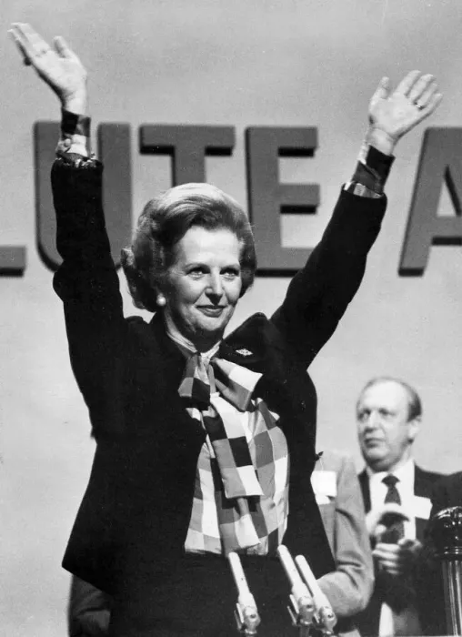 Framed Print : Margaret Thatcher celebrating at conference - October 1982 Framed Print : Margaret Thatcher celebrating at conference - October 1982