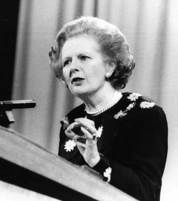 Framed Print : Margaret Thatcher giving a speech during a visit to Newcastle. March 1985