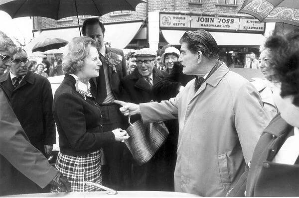 MARGARET THATCHER HAS HEATED CONVERSATION WITH LEONARD MALLET WHILST ON A WALKABOUT IN