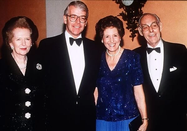 Margaret Thatcher with John Major and Norma Major and her Husband Denis Thatcher at her