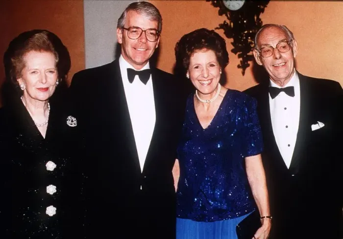 Framed Print : Margaret Thatcher with John Major and Norma Major and her Husband Denis Thatcher at her Framed Print : Margaret Thatcher with John Major and Norma Major and her Husband Denis Thatcher at her