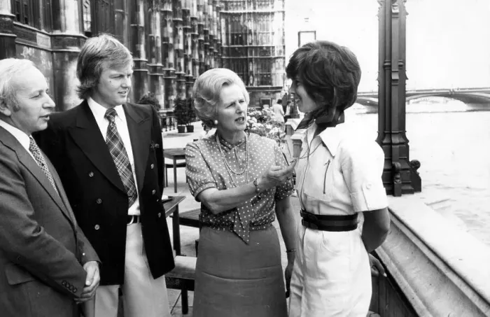 Framed Print : Margaret Thatcher with John Surtees, Ronnie Petereson and Davina Galica on the House of Framed Print : Margaret Thatcher with John Surtees, Ronnie Petereson and Davina Galica on the House of