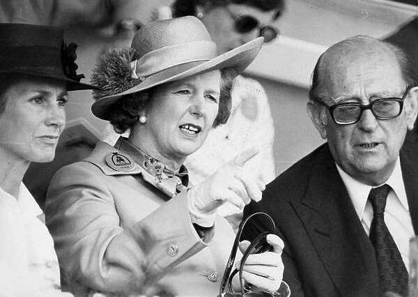 Margaret Thatcher with Lady March and Sir Harry Llewellyn at Goodwood Dressage - August