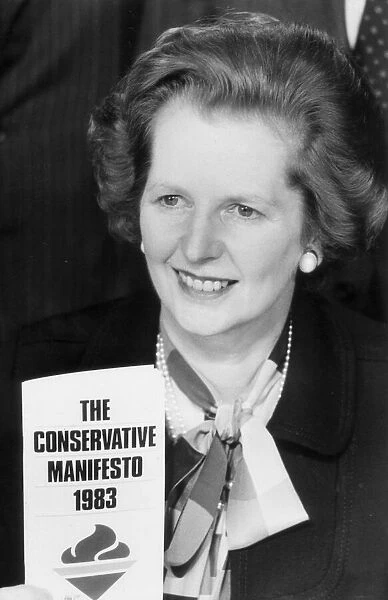 MARGARET THATCHER LAUNCHES THE CONSERVATIVE PARTY MANIFESTO FOR THE 1983 GENERAL ELECTION