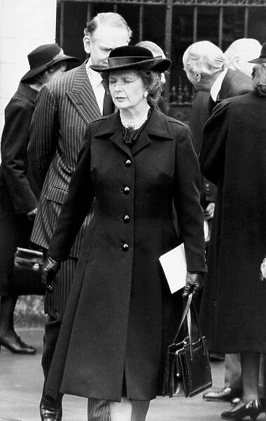Margaret Thatcher leaving memorial service looking serious - March 1984