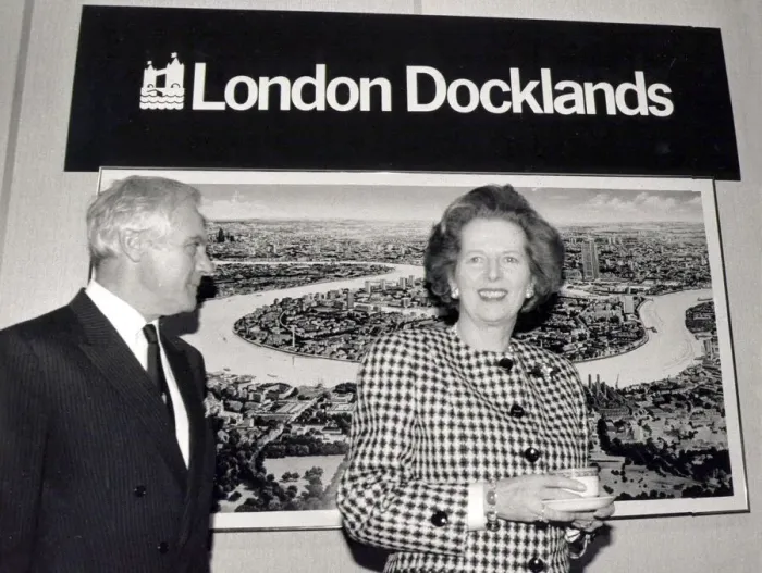 Framed Print : Margaret Thatcher at London Docklands event - May 1987