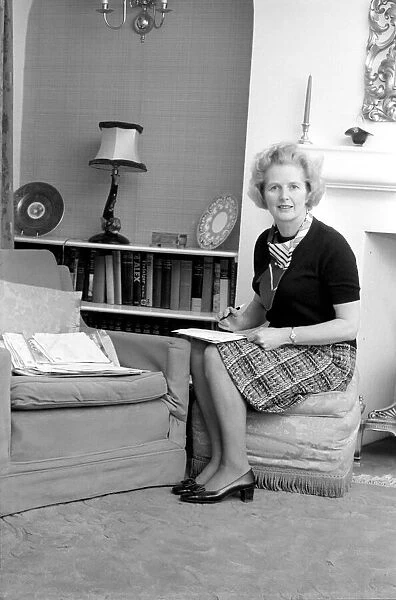 Margaret Thatcher M. P. at her Chelsea home. February 1975 75-00616-003